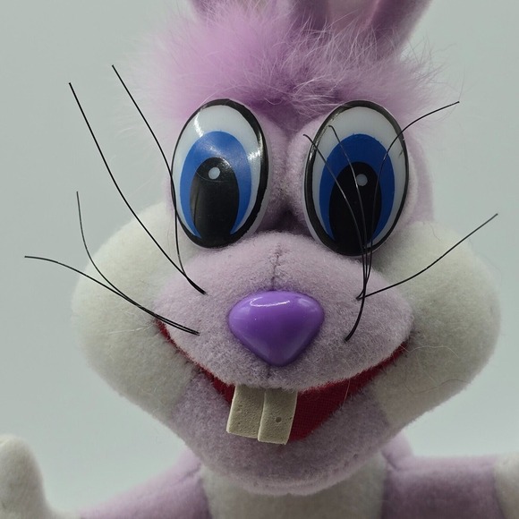 Vintage Posable Purple Bunny Plush Figure‎ with Whiskers Handmade Easter Décor - Picture 5 of 9